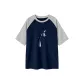 Navy Blue & White Heather Gray
