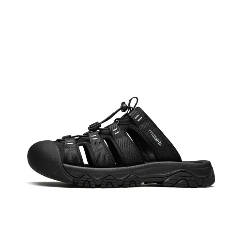 MILLIE'S Stitching Cut Out Abrasion Resistant Closed Toe Slippers Men's Black Gray