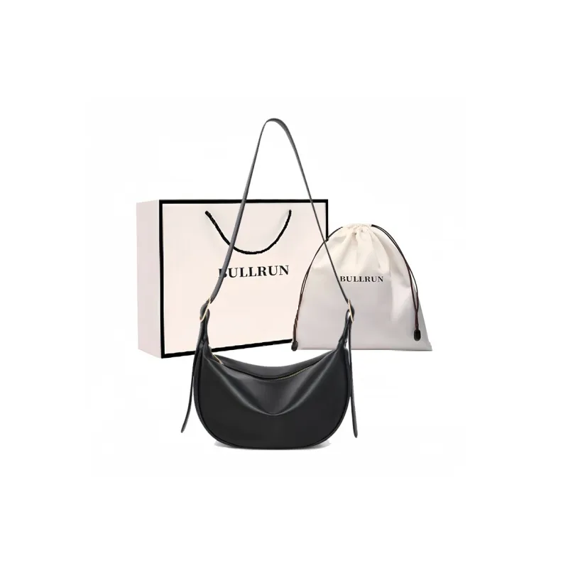 Bullrun Cow Leather Shoulder Bag Women's Black-0