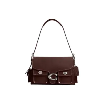 COACH Soft Tabby Grain Leather Handbag, Shoulder Bag Medium Size Women's Dark Brown