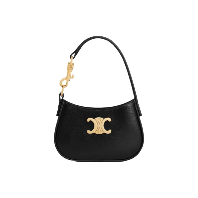 CELINE Top Grain Cow Leather Clutch Mini Women's Black-0