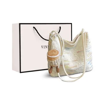VINEY Fabric Shoulder Bag Tote Regular Women's Ecru