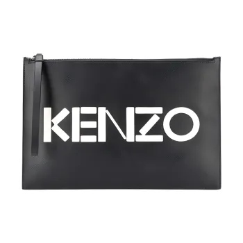 KENZO Cow Leather Handbag Clutch Men's Black