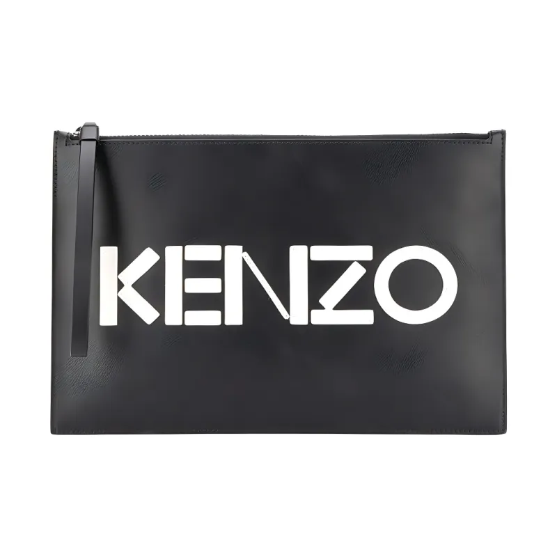 KENZO Cow Leather Handbag Clutch Men's Black-0