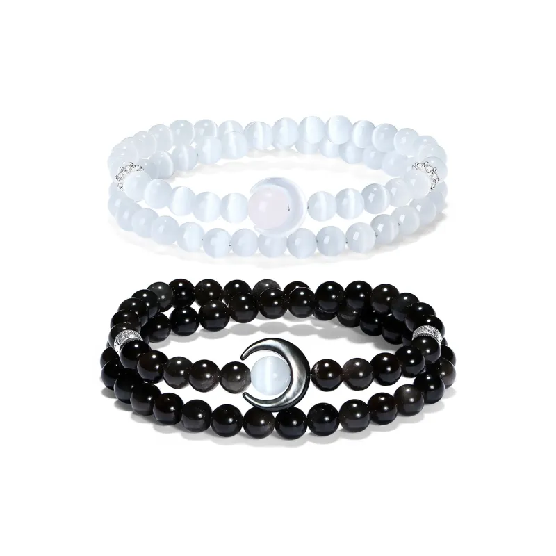 PUTUOSHANWENCHUANG Obsidian Bracelets Unisex-4