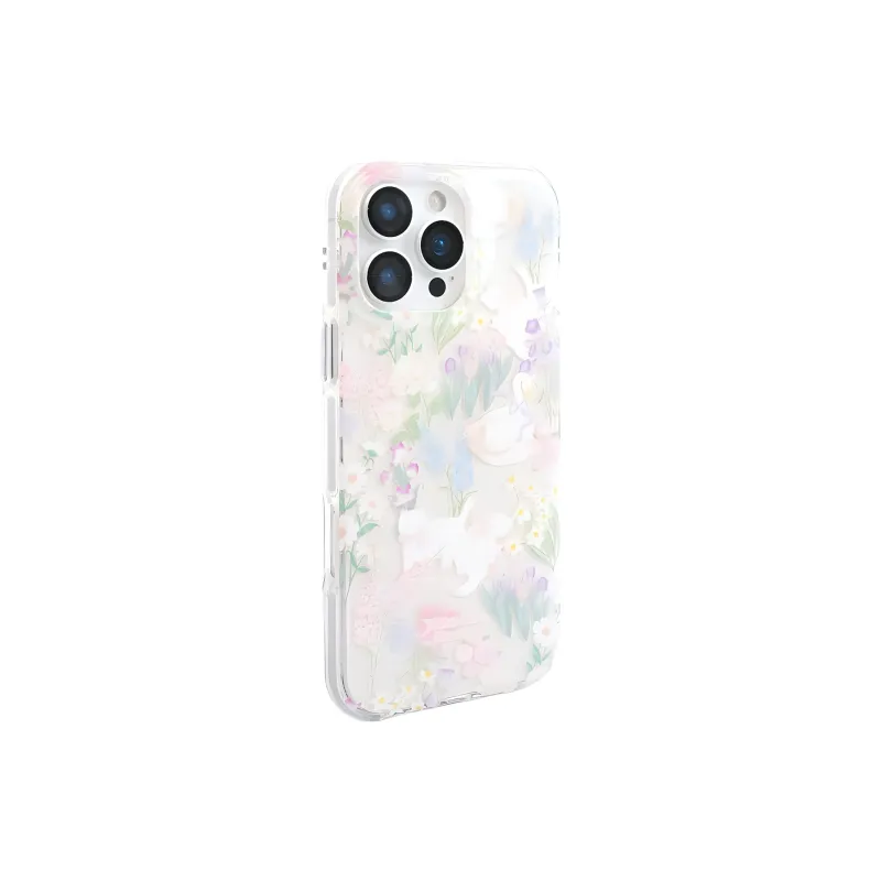 Sopi Acrylic Material Kitten Swan Among Flowers Phone Cases Compatible With IPhone 16/15 Pro Max/Apple 13/14 Pro/Max-3