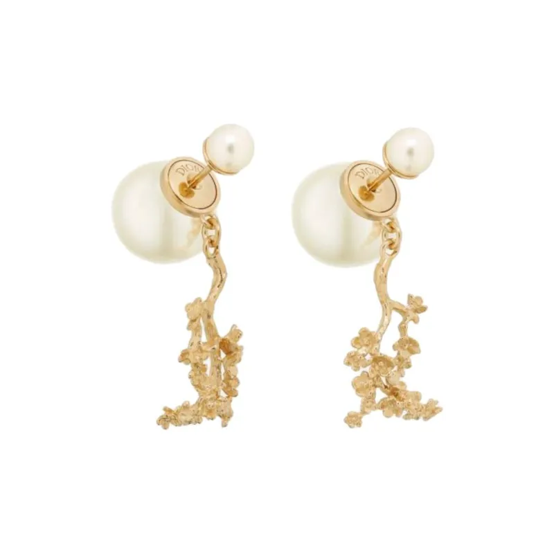DIOR Resin, Pearl, Metal Earrings Women's Gold-1