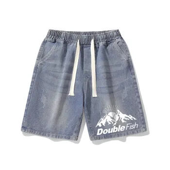 DOUBLEFISH Denim Shorts Unisex Blue