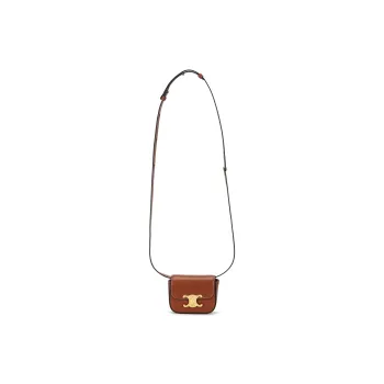 CELINE Triumph Gate Triomphe Cow Leather Handbag, Shoulder Bag, Crossbody Bag Mini Women's Brown