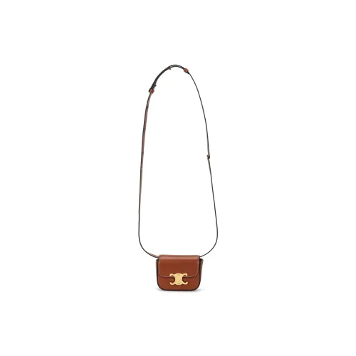 CELINE Triumph Gate Triomphe Cow Leather Handbag, Shoulder Bag, Crossbody Bag Mini Women's Brown