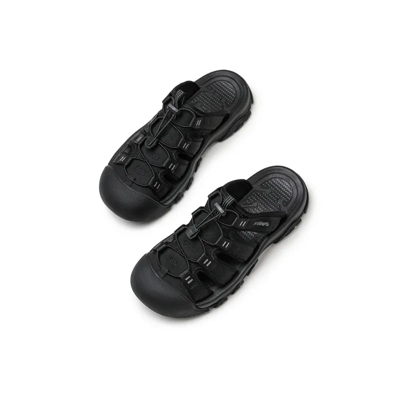 MILLIE'S Stitching Cut Out Abrasion Resistant Closed Toe Slippers Men's Black Gray-2