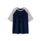 Navy Blue & White Heather Gray