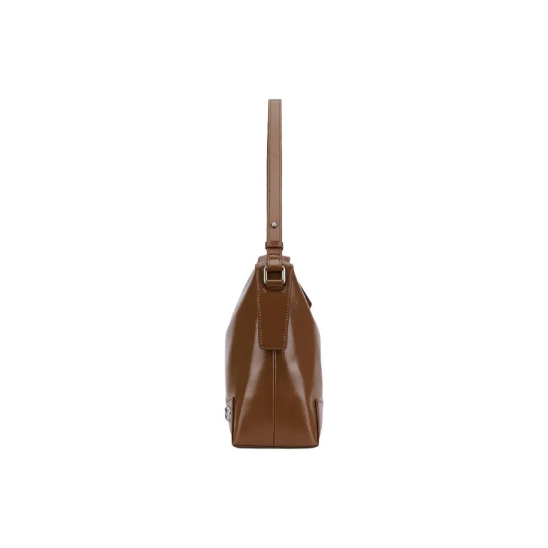 MCMIKO Cow Leather Shoulder Bag Medium Size Women's Effortless Brown-2