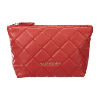 Valentino Leather Makeup Bag Women's Red