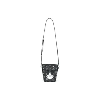 MCM Visetos Leather Bucket Bag, Handbag, Shoulder Bag Extra Mini Women's Black