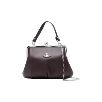 Vivienne Westwood Calfskin Shoulder Bag, Crossbody Bag, Handbag Women's Dark Brown