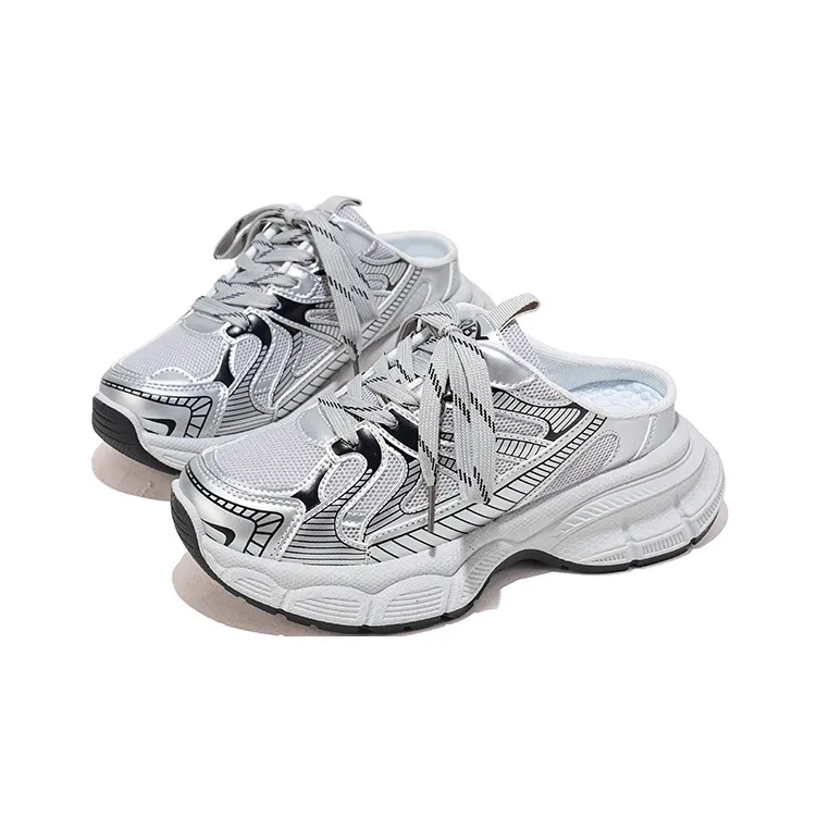 RENBEN Slip Resistant Abrasion Resistant Closed Toe Slippers Women's Silver Black-3