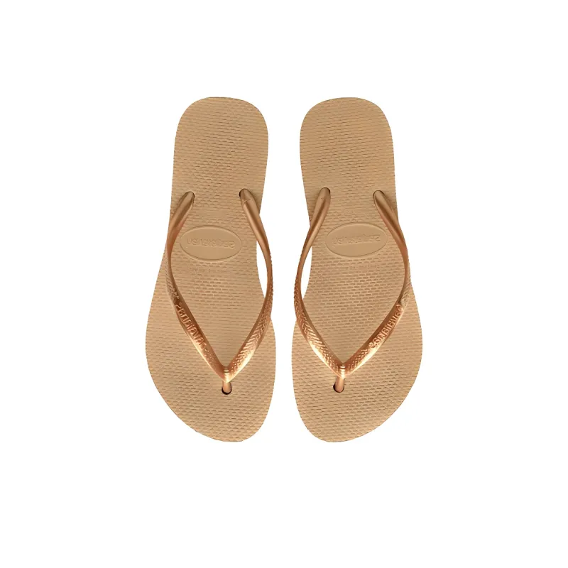Havaianas Rubber Sole Abrasion Resistant Slip Resistant Flip Flops Women's Gold-3