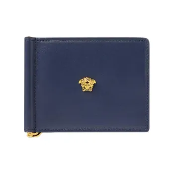 VERSACE La Medusa Cow Leather Wallet Men's Blue