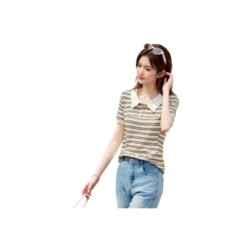 Still quiet T Shirts Women's Beige Stripes