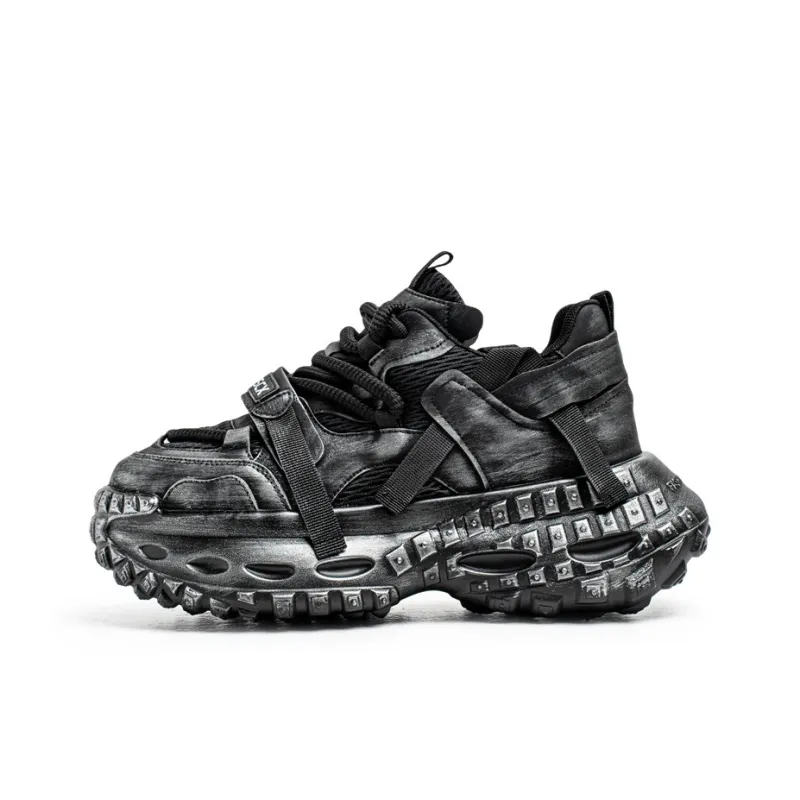 BINGO DUCK Slip Resistant, Breathable, Height Increasing Low Top Chunky Sneakers Men's-0