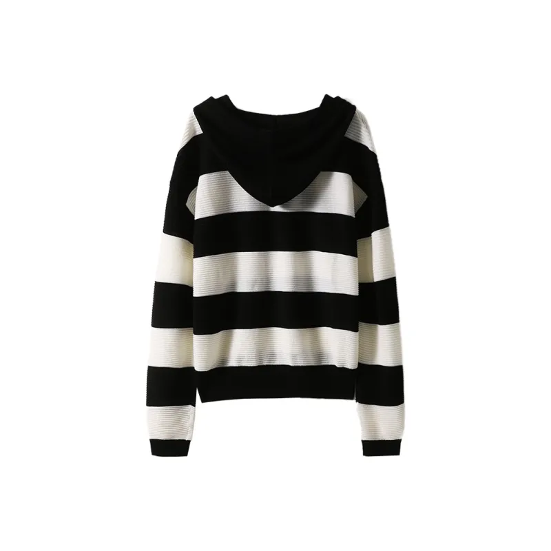 Kele Coco Sweaters Women's Black White Stripes-1