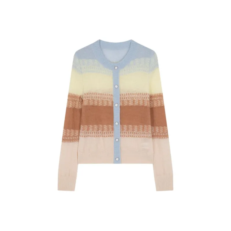 Mo Han Yi Mei Knitwear Women's Rainbow Stripes-0