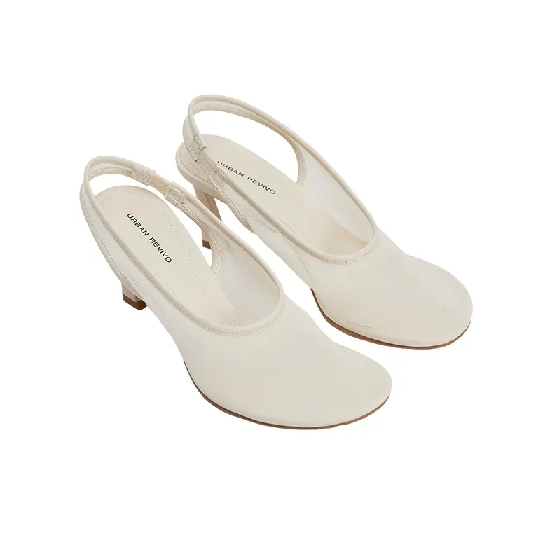 URBAN REVIVO Slim Heel High Heels Women's Ecru-1