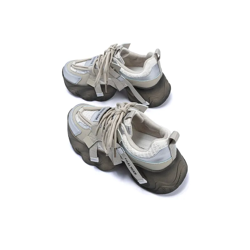 EXULL Q Low Top Chunky Sneakers Women's Greige-2