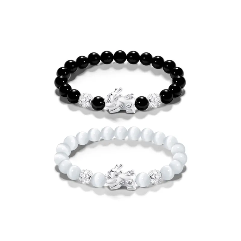 HAPPY BEAN Obsidian Bracelets Unisex-8