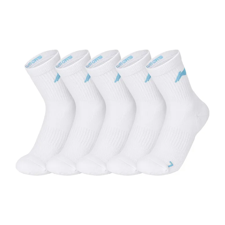 LiNing Mid Calf Socks Unisex Multi double Loading White Blue-3