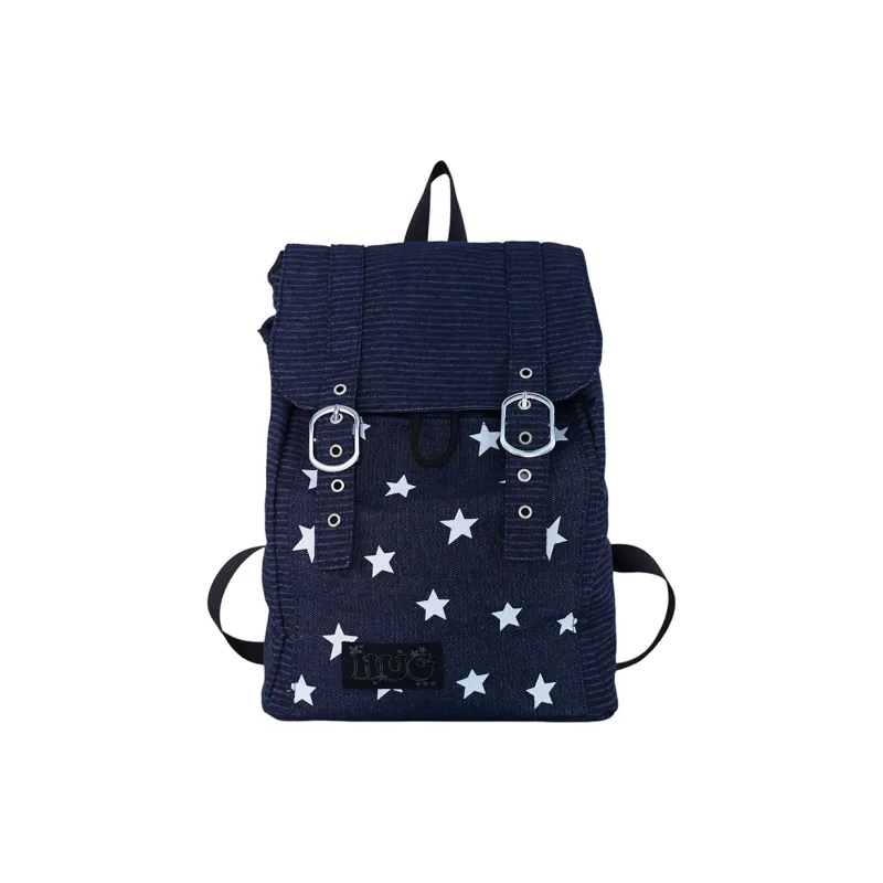 Yalu Nylon Backpack Unisex Black/Navy Blue-6