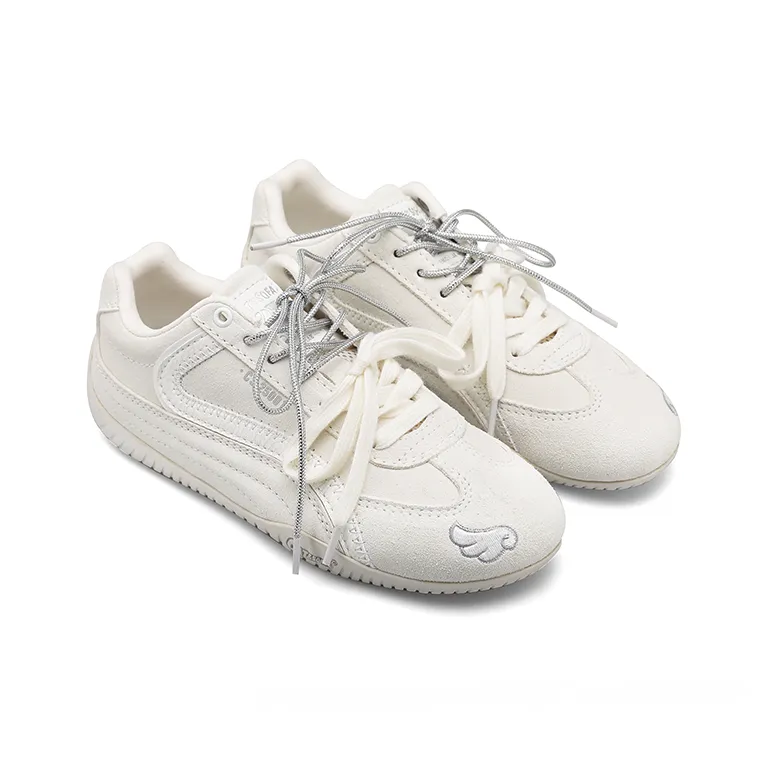 Cat&Sofa Abrasion Resistant Slip Resistant Low Top Casual Shoes Unisex White Angel Wings-2