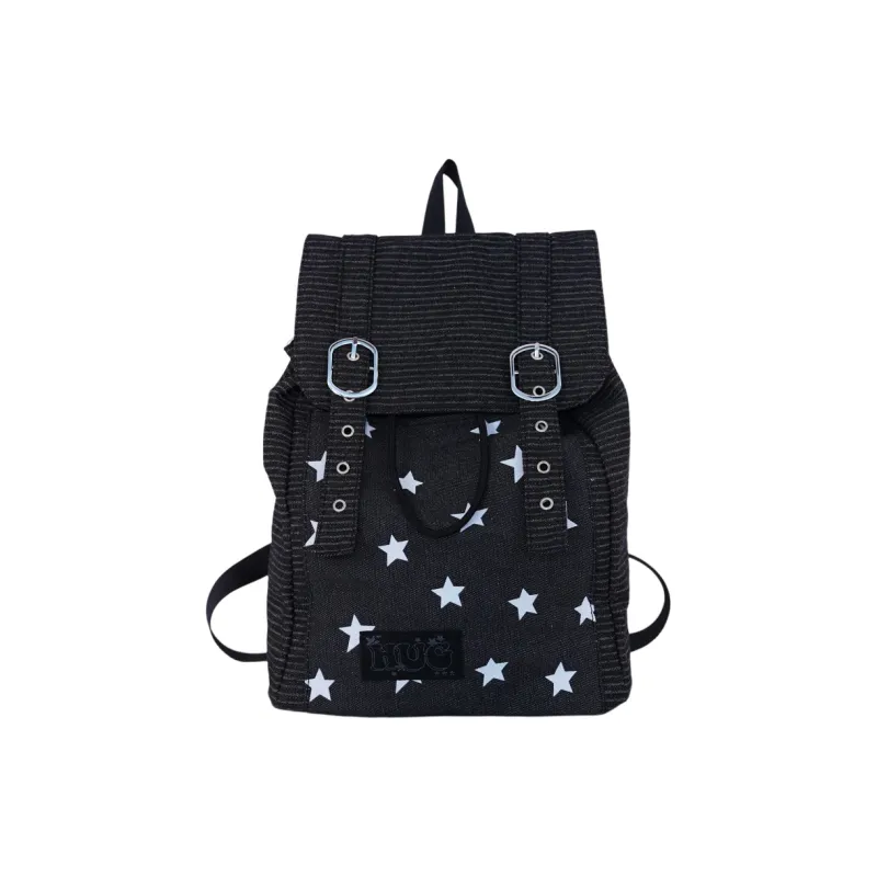 Yalu Nylon Backpack Unisex Black/Navy Blue-0