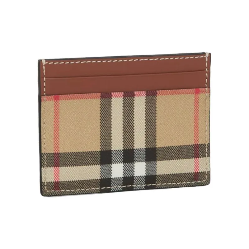 Burberry Vintage Canvas Card Holder Regular Unisex Tan-1