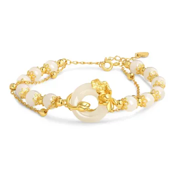Furunlai Hetian Jade Bracelets Pale Greenish White Jade Unisex