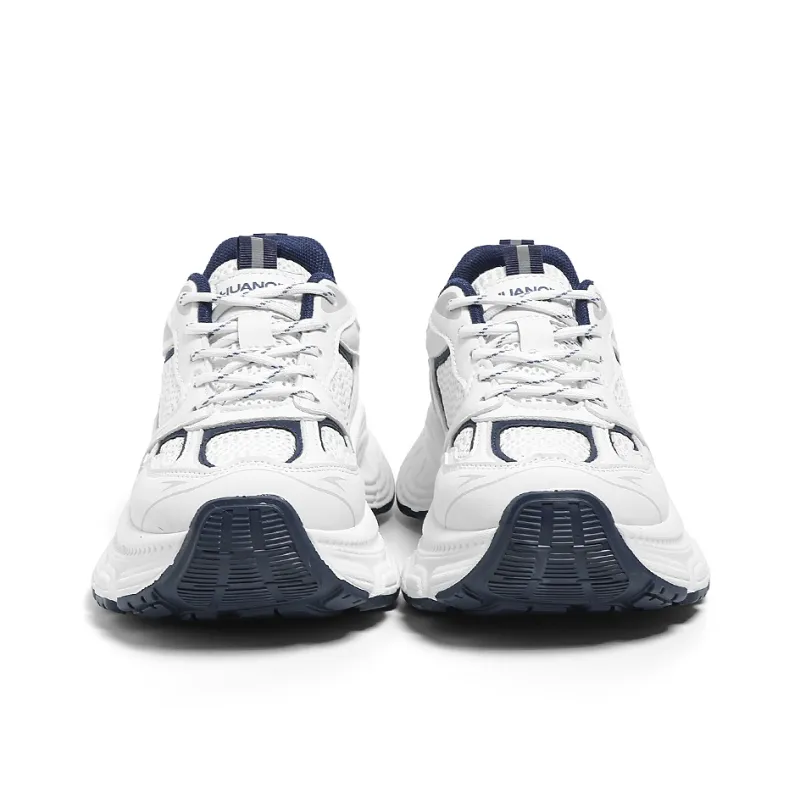 HUANQIU Slip Resistant, Abrasion Resistant, Lightweight Low Top Chunky Sneakers Women's White Blue-3