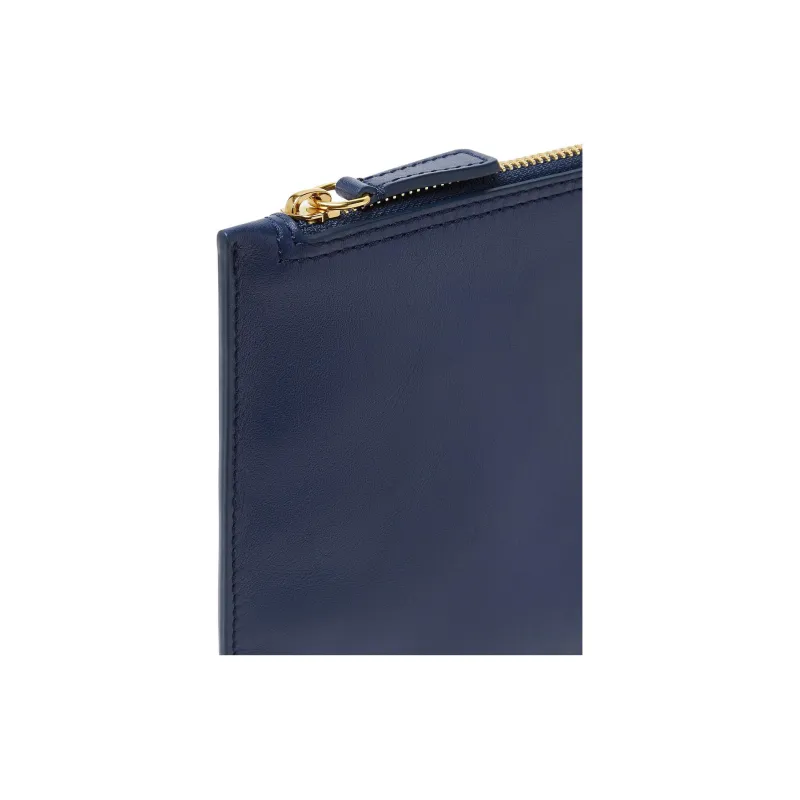 VERSACE La Medusa Cow Leather Clutch Men's Blue-4