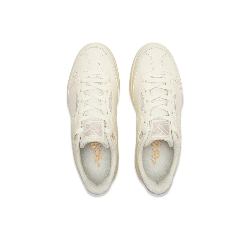 LiNing Slip Resistant Cushioning, Breathable, Height Increasing Low Top Skateboard Shoes Unisex Ecru-3