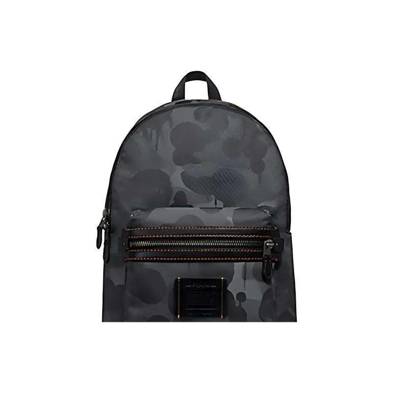 COACH Canvas Leather Backpack Large Size Men's Camouflage Gray-3