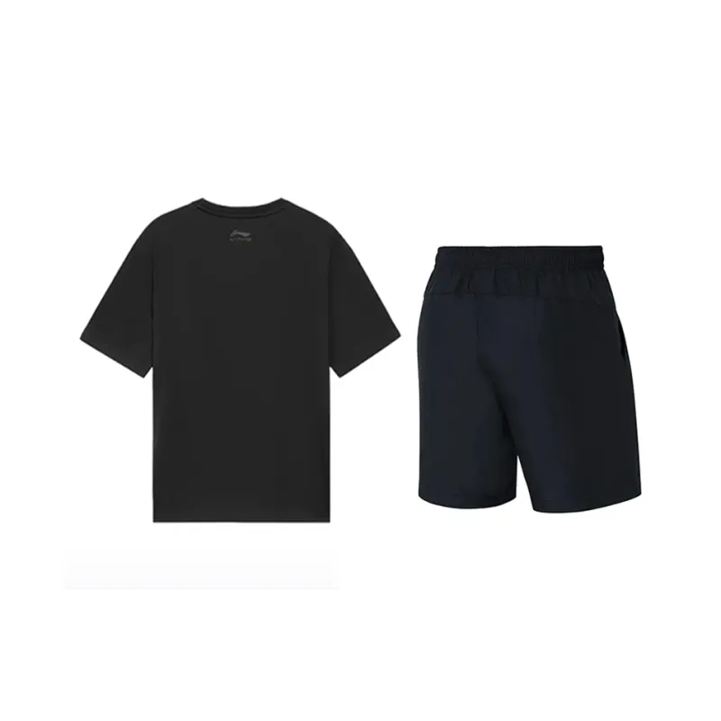 LiNing Sports Casual Suit Unisex Black+Black-1