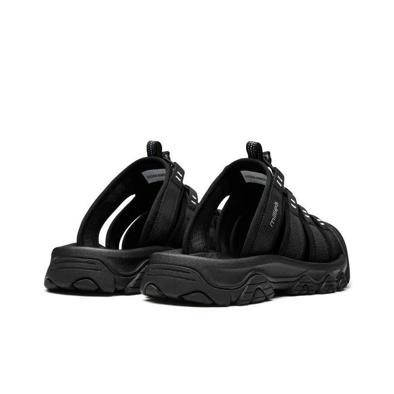 MILLIE'S Stitching Cut Out Abrasion Resistant Closed Toe Slippers Men's Black Gray-4