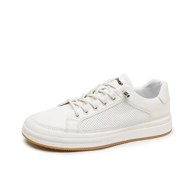 Budding Bear Skateboard Shoes Men Low Top White/White Apricot-1