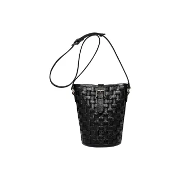 Ace Paul Top Grain Cow Leather Tote Bucket Crossbody Bag, Shoulder Bag Women's Black