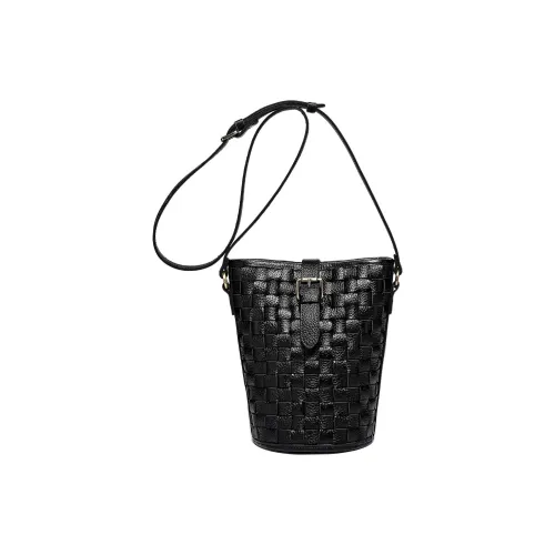 Ace Paul Top Grain Cow Leather Tote Bucket Crossbody Bag, Shoulder Bag Women's Black