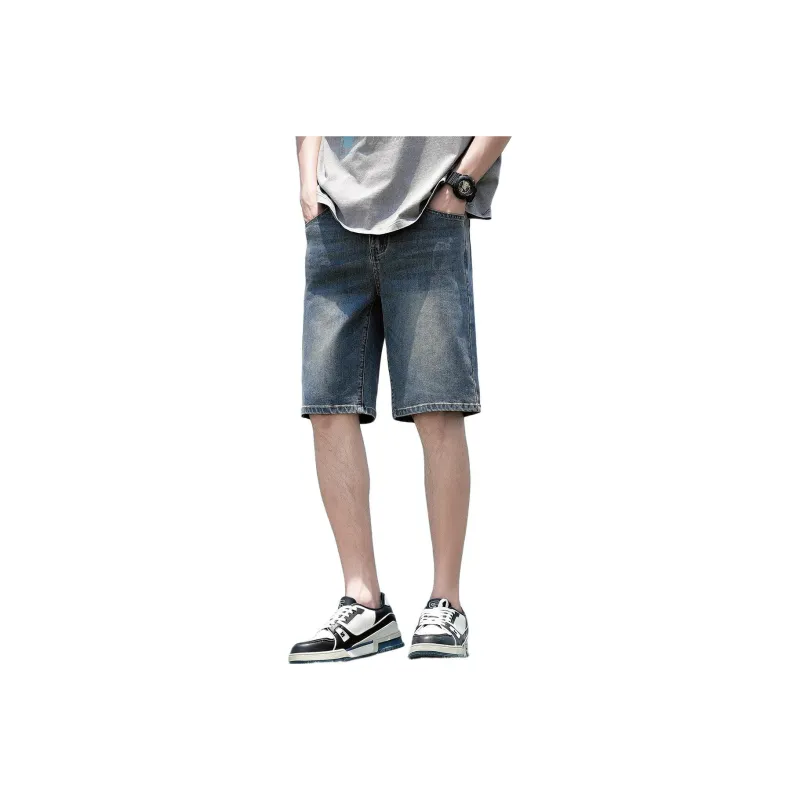 Tonlion Denim Shorts Unisex Vintage Blue-0