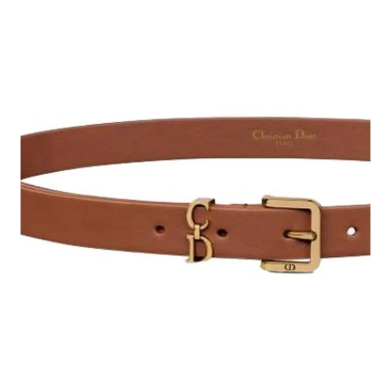 DIOR Calfskin Leather Belts Unisex Brown Width 2CM-1
