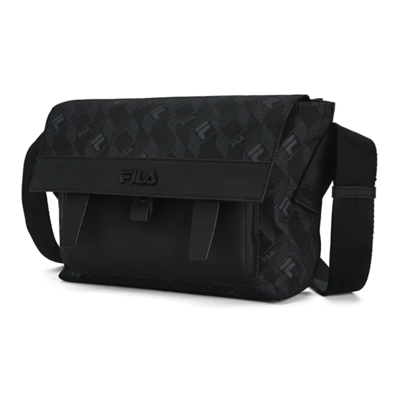 FILA Lifestyle Fabric, PU Shoulder Bag, Crossbody Bag Men's Jet Black-1