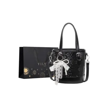 Yi Brigade PU Bucket Bag, Shoulder Bag, Crossbody Bag, Handbag Regular Women's Black/Ecru/Silver/Coffee