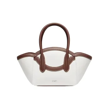 ZESH Denim One Shoulder Handbag Medium Size Women's Ecru & Brown/Denim Blue & Brown